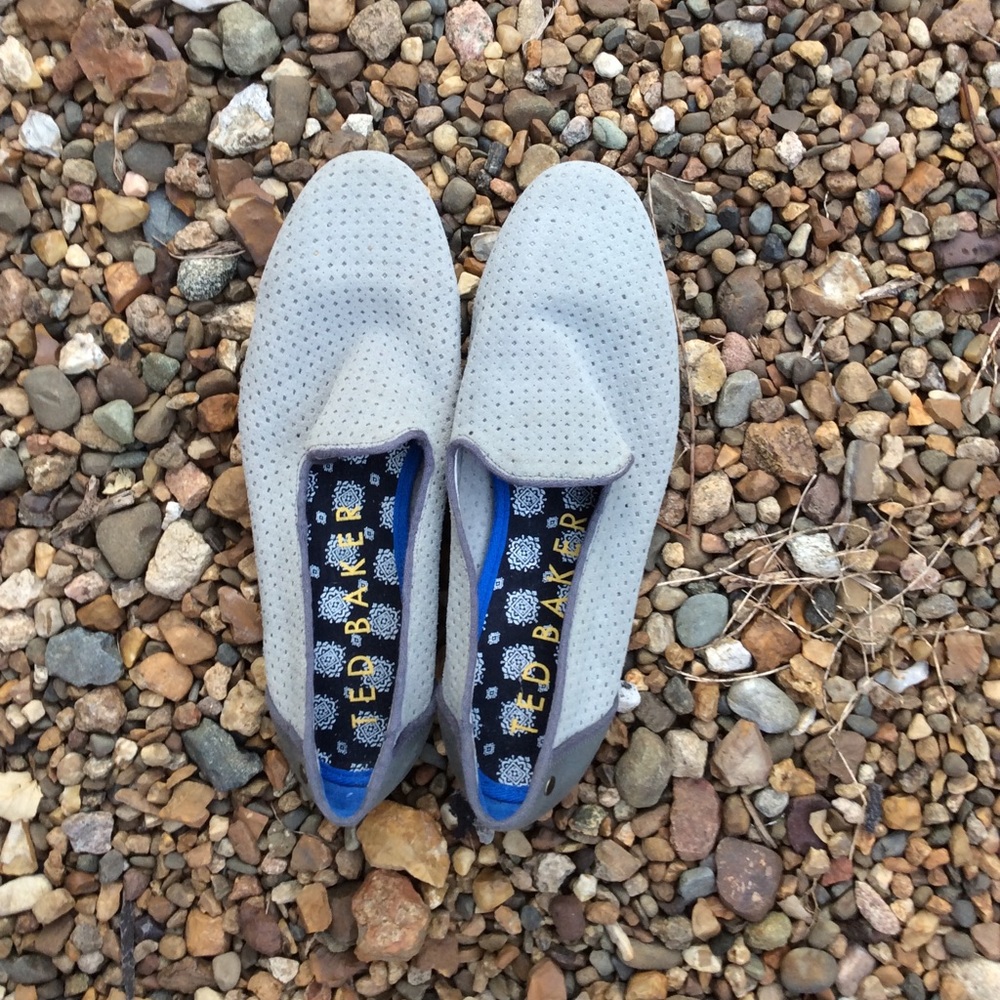Ted Baker Light Gray Perforated Slip-On Loafers - Picture 2 of 6